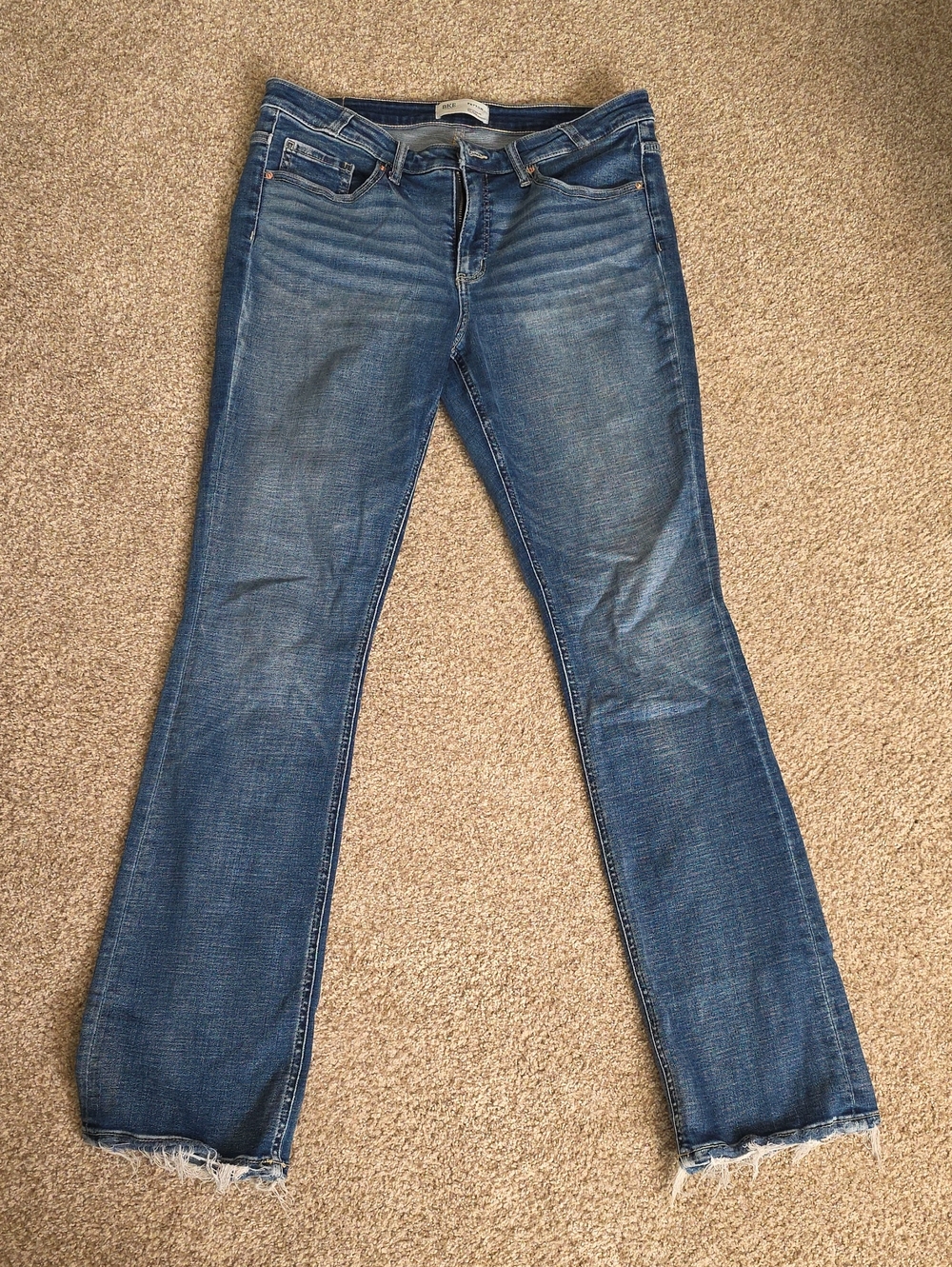 BKE PAYTON Blue Flared Raw Hem Jeans 32X35 1/2